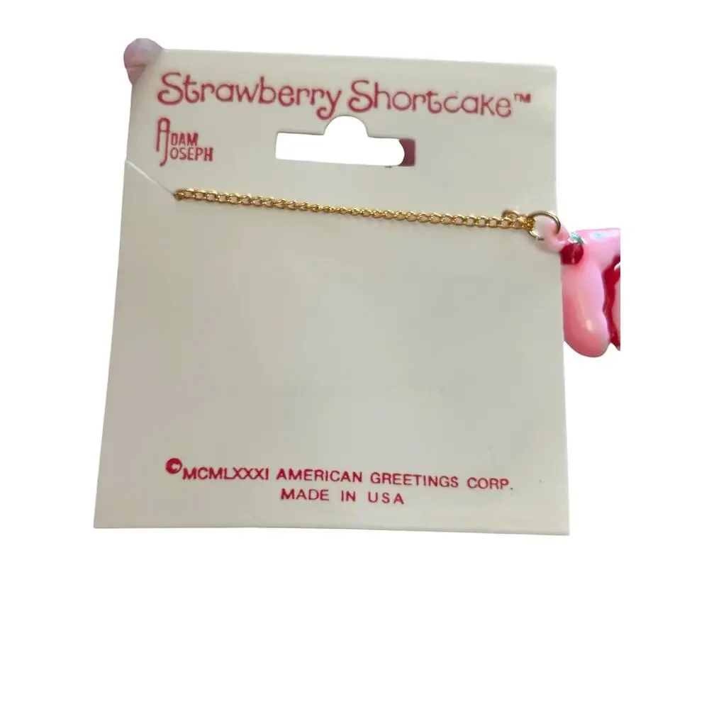 1981 Strawberry Shortcake Necklace NIP Deadstock Adam Joseph Charm USA